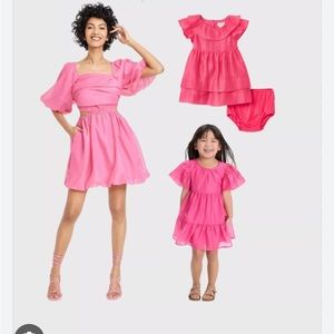 Target Mommy & Me Fuchsia Dresses (set Women’s S and 6-9mo)